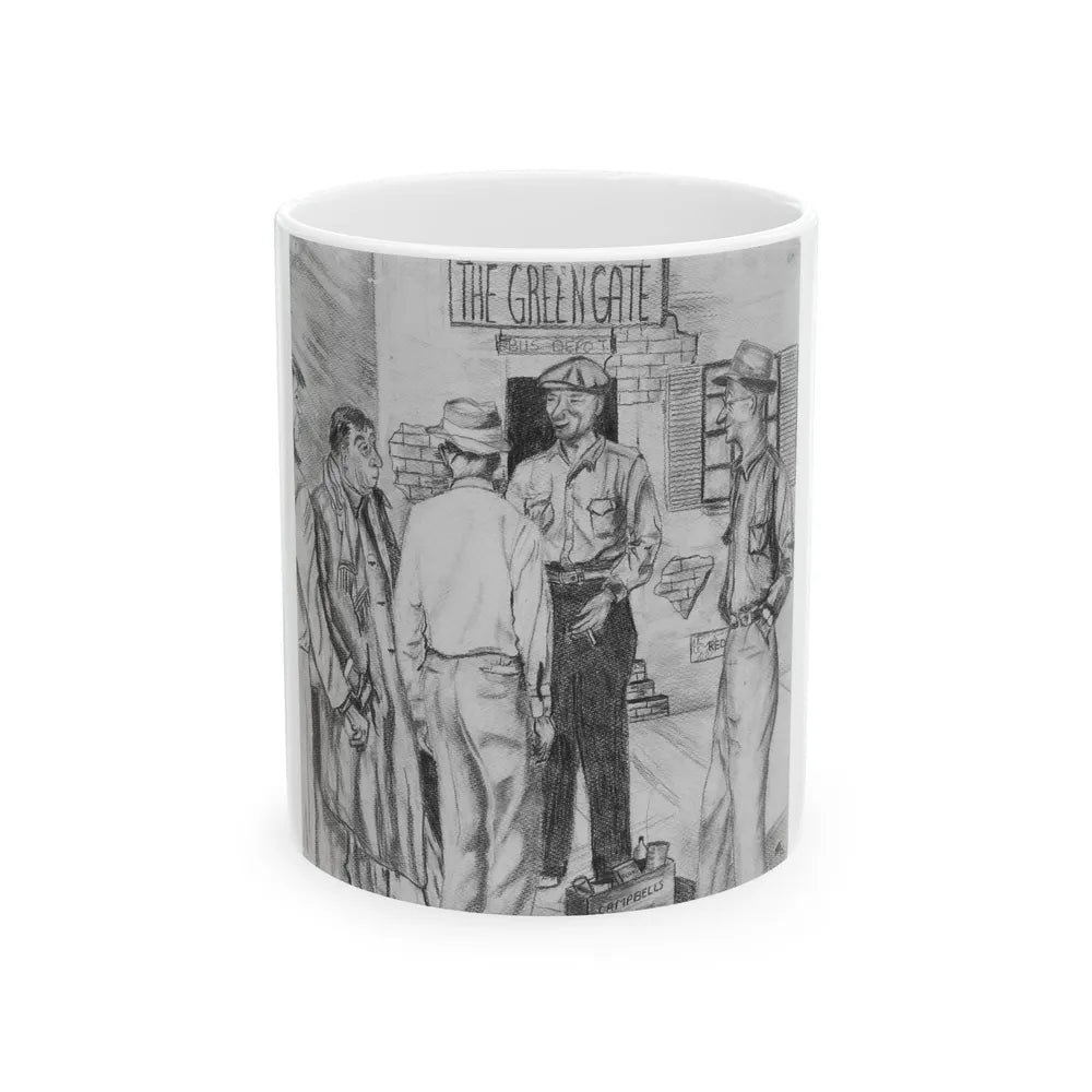 Attributed - The Greengate Bus Depot, 1958 - White Coffee Mug-11oz-Go Mug Yourself