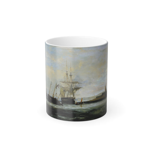 Attributed to George Chambers (1803-1840) Off the South Coast - Oil on Panel - Color Changing Mug 11oz-11oz-Go Mug Yourself