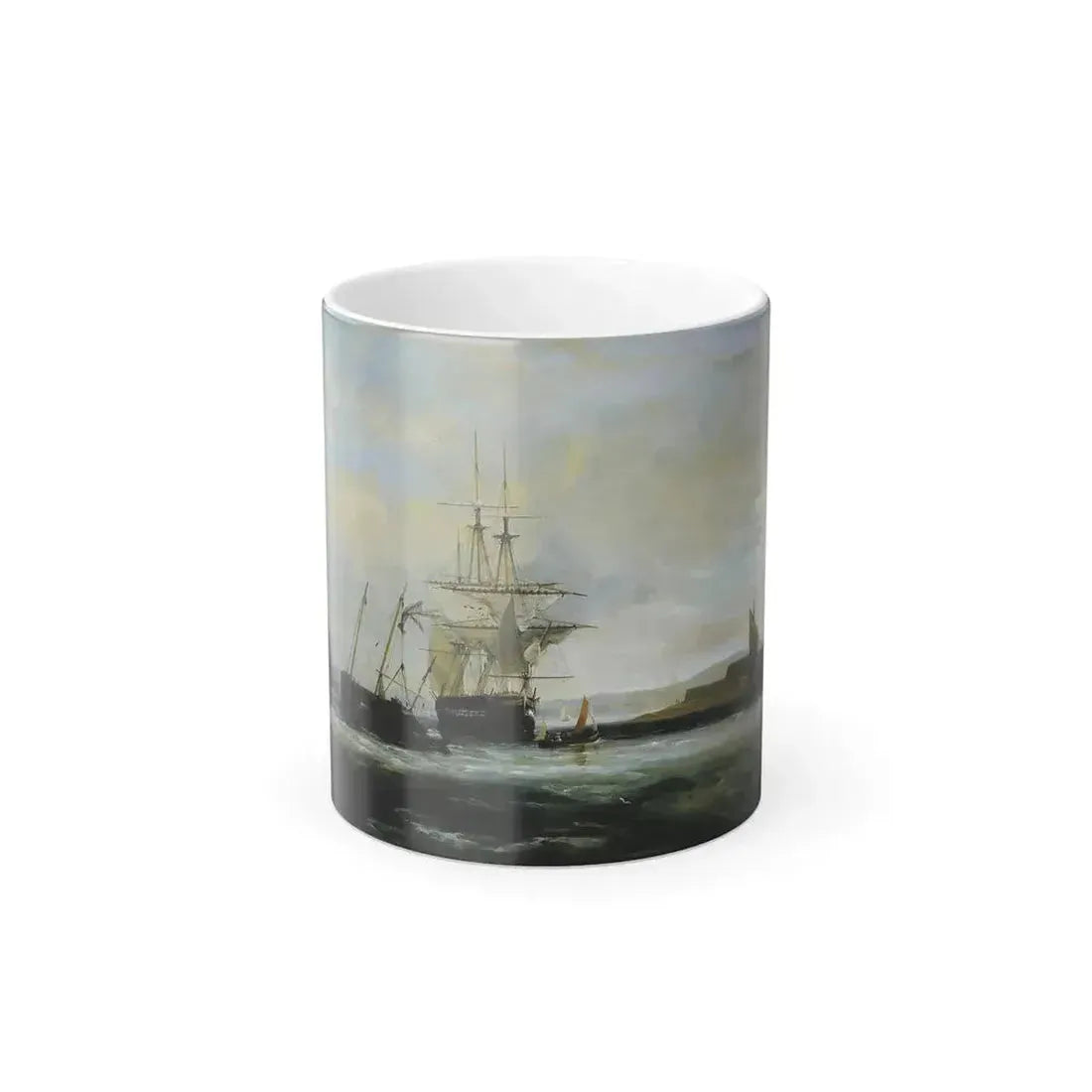 Attributed to George Chambers (1803-1840) Off the South Coast - Oil on Panel - Color Changing Mug 11oz 11oz - Go Mug Yourself