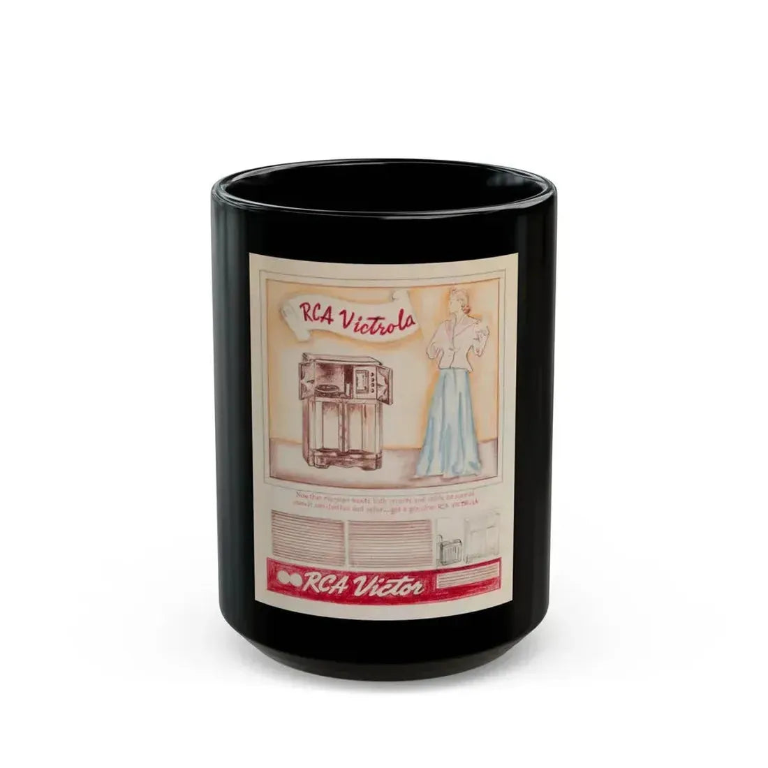 Attributed to Gil Elvgren. RCA Victor Victrola ad - Black Coffee Mug 15oz - Go Mug Yourself