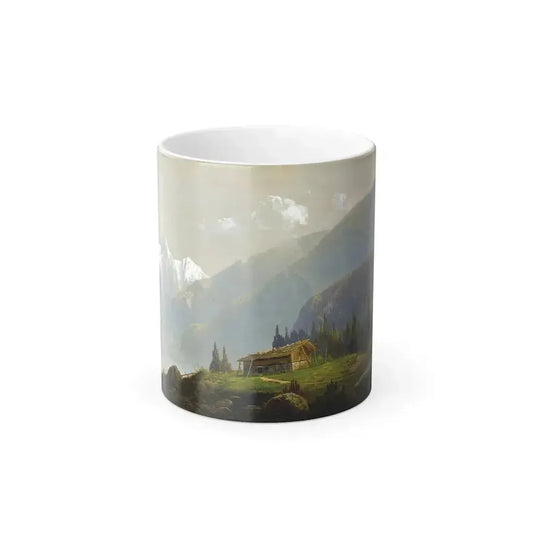 Attributed to Hermann Herzog (1832-1932) Alpine Landscape Mountain Hut - Oil on Canvas 1872 - Color Changing Mug 11oz 11oz - Go Mug Yourself