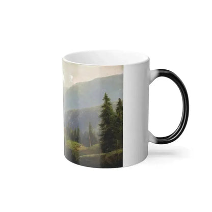 Attributed to Hermann Herzog (1832-1932) Alpine Landscape Mountain Hut - Oil on Canvas 1872 - Color Changing Mug 11oz - Go Mug Yourself