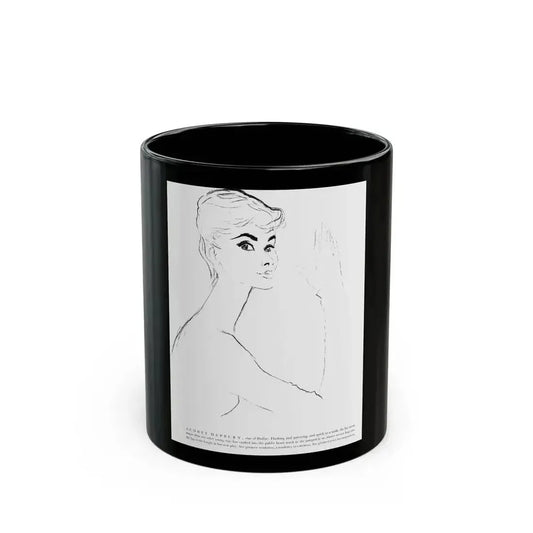 Audrey Hepburn, star of Ondine, 1954 - Black Coffee Mug 11oz - Go Mug Yourself