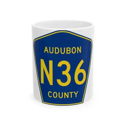 Audubon County Route N36 IA (Iowa) (Road Sign) White Coffee Mug 11oz - Go Mug Yourself