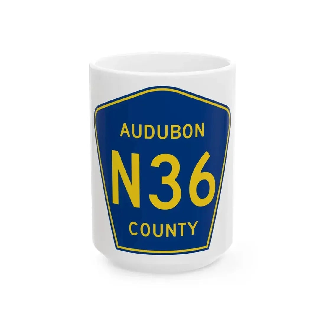 Audubon County Route N36 IA (Iowa) (Road Sign) White Coffee Mug 15oz - Go Mug Yourself