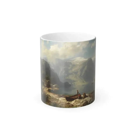 August Wilhelm Leu (1819-1897) Sunny Day on a Norwegian Fjord - Color Changing Mug 11oz 11oz - Go Mug Yourself
