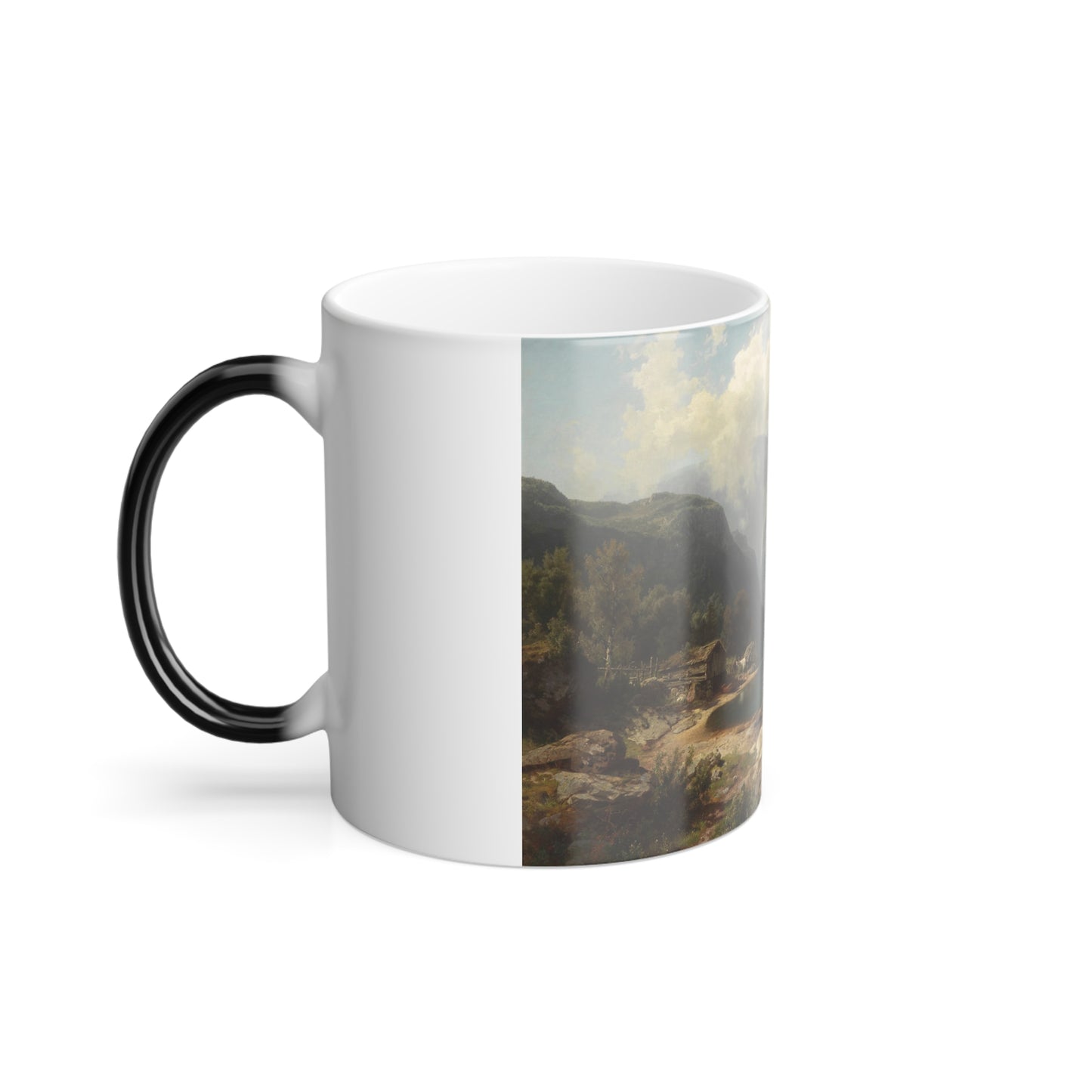 August Wilhelm Leu (1819-1897) Sunny Day on a Norwegian Fjord - Color Changing Mug 11oz-Go Mug Yourself