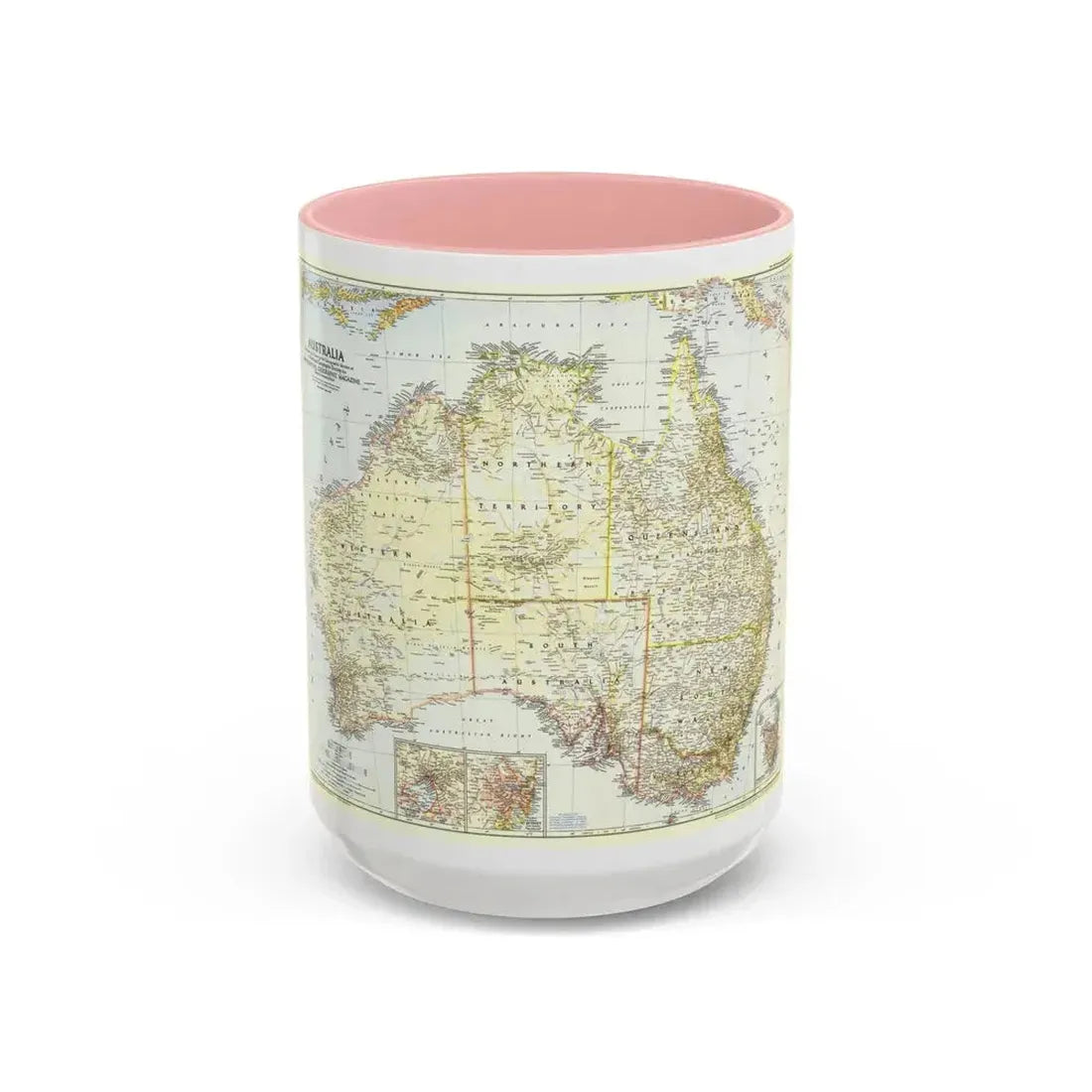 Australia (1948) (Map) Accent Coffee Mug 15oz Pink - Go Mug Yourself