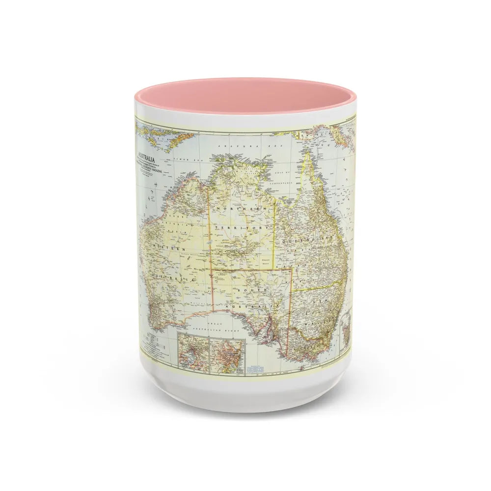 Australia (1948) (Map) Accent Coffee Mug-15oz-Pink-Go Mug Yourself