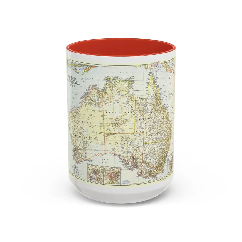 Australia (1948) (Map) Accent Coffee Mug-15oz-Red-Go Mug Yourself