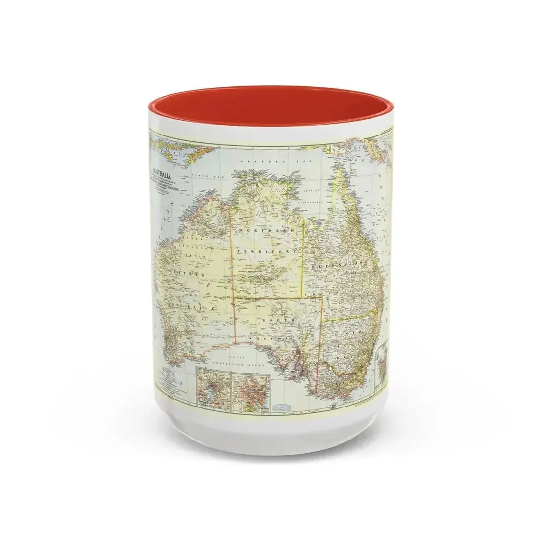 Australia (1948) (Map) Accent Coffee Mug 15oz Red - Go Mug Yourself
