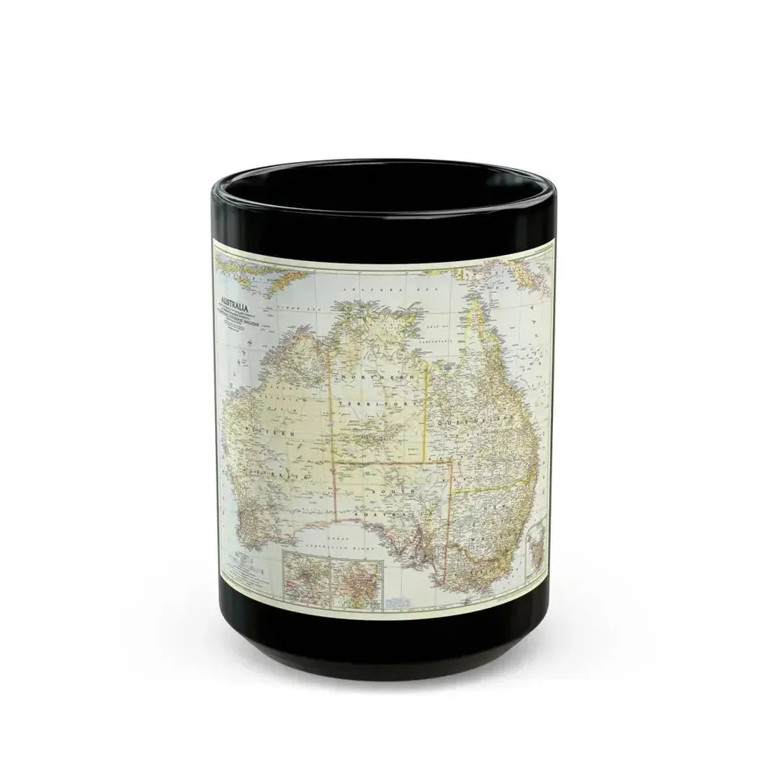 Australia (1948) (Map) Black Coffee Mug 15oz - Go Mug Yourself