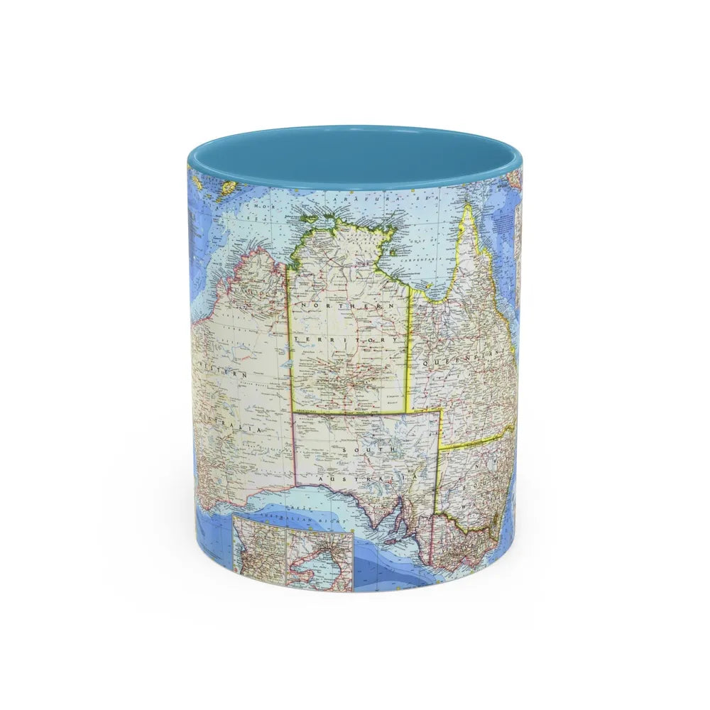 Australia (1963) (Map) Accent Coffee Mug-11oz-Light Blue-Go Mug Yourself