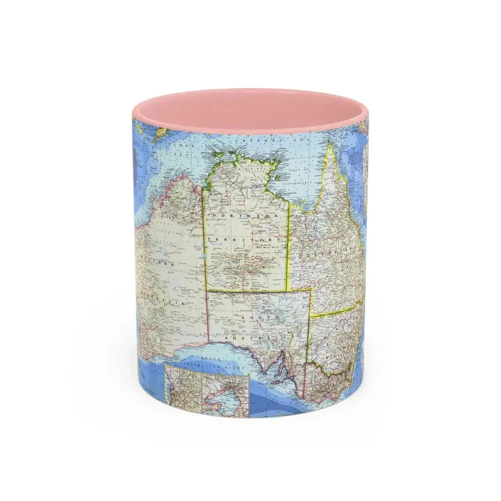 Australia (1963) (Map) Accent Coffee Mug 11oz Pink - Go Mug Yourself