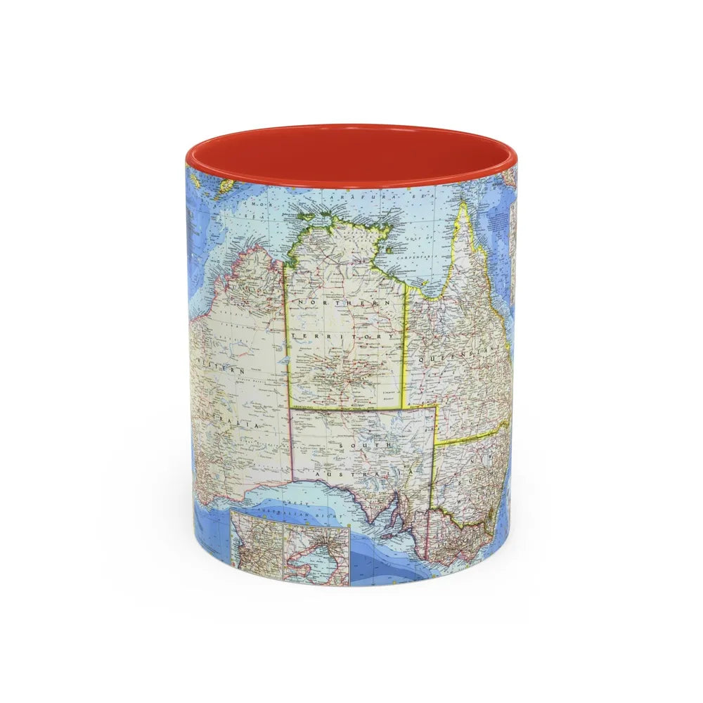 Australia (1963) (Map) Accent Coffee Mug-11oz-Red-Go Mug Yourself