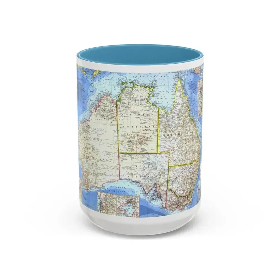 Australia (1963) (Map) Accent Coffee Mug 15oz Light Blue - Go Mug Yourself