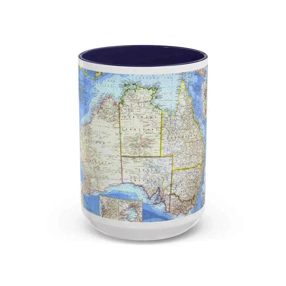 Australia (1963) (Map) Accent Coffee Mug 15oz Navy - Go Mug Yourself