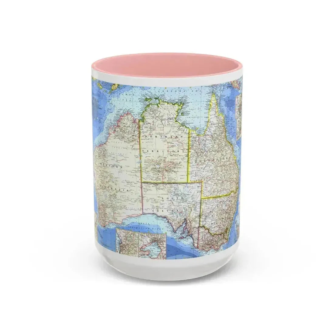 Australia (1963) (Map) Accent Coffee Mug 15oz Pink - Go Mug Yourself