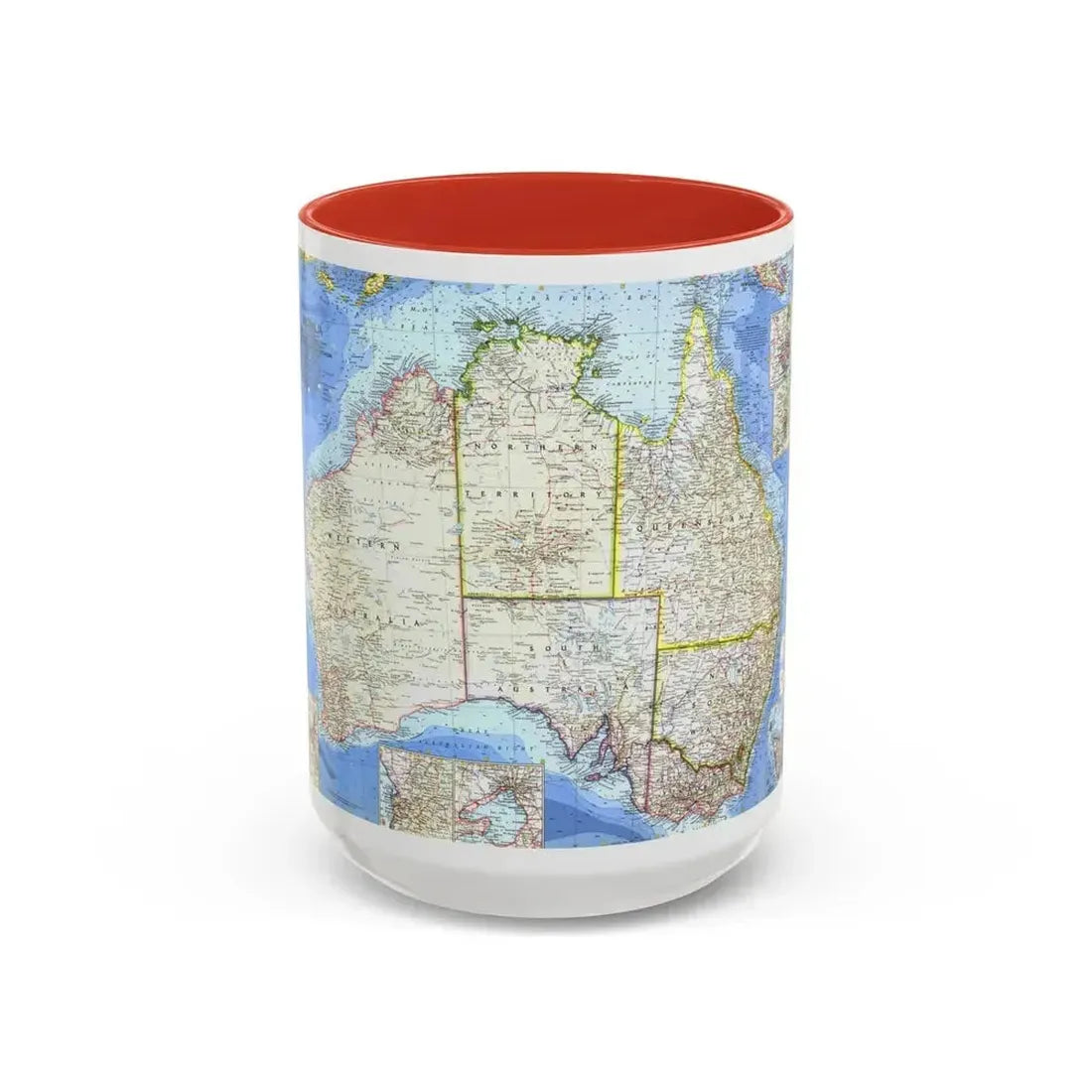Australia (1963) (Map) Accent Coffee Mug 15oz Red - Go Mug Yourself