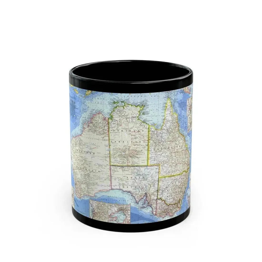 Australia (1963) (Map) Black Coffee Mug 11oz - Go Mug Yourself