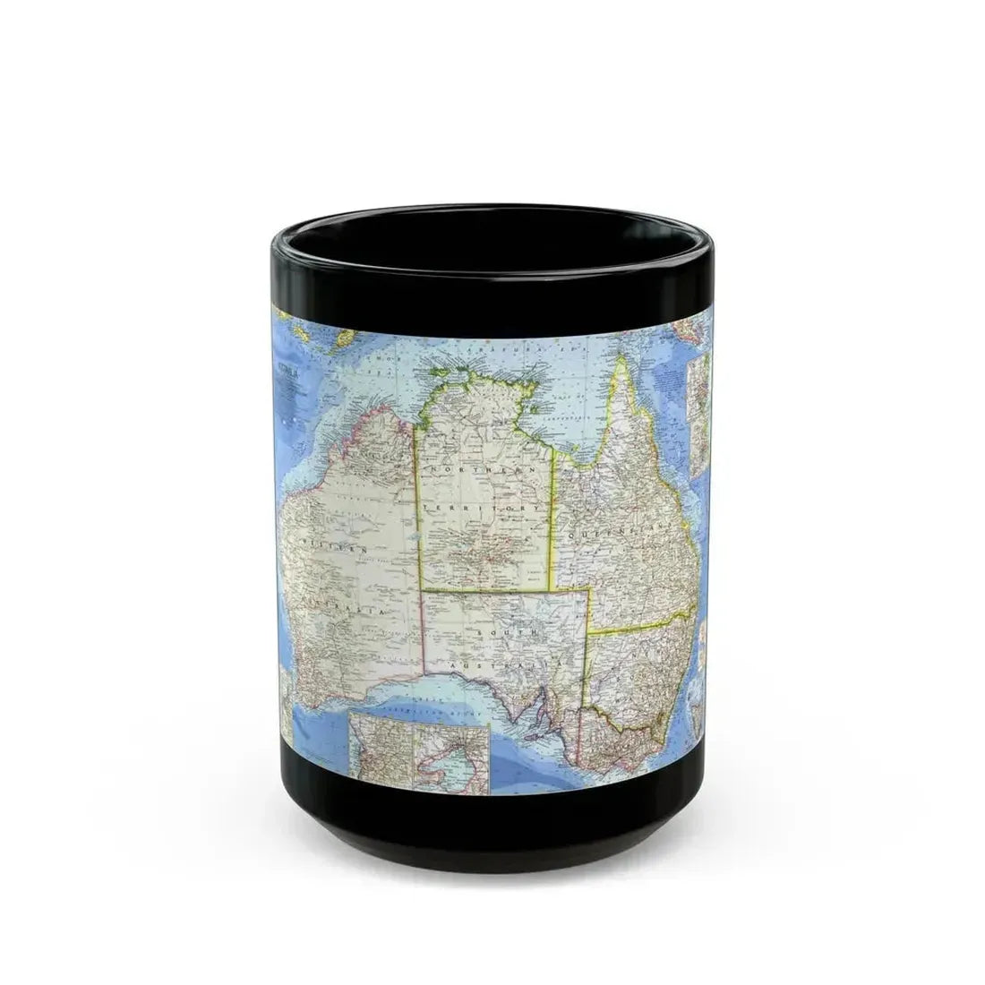 Australia (1963) (Map) Black Coffee Mug 15oz - Go Mug Yourself