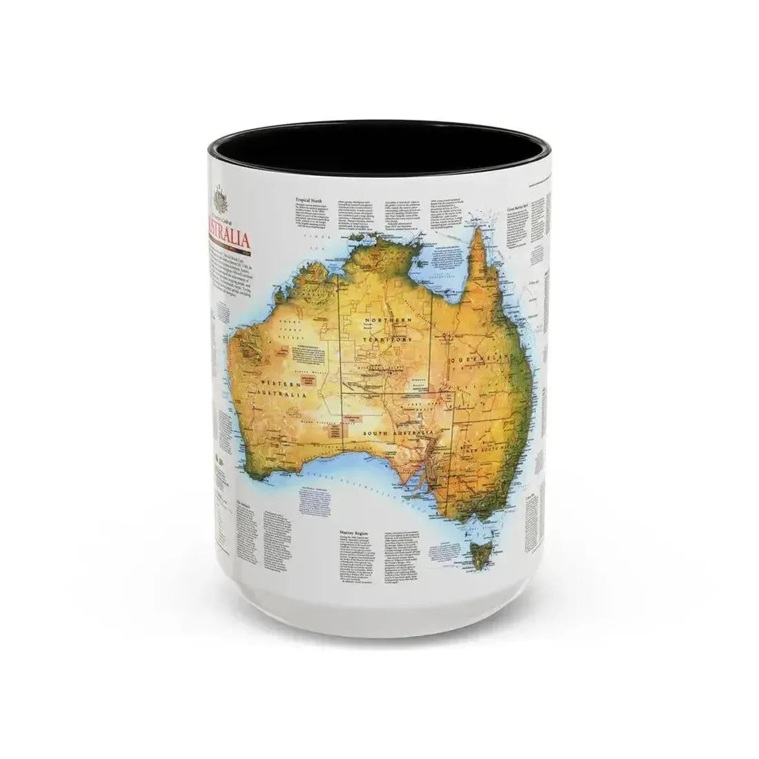 Australia - A Traveller's Look (1988) (Map) Accent Coffee Mug 15oz Black - Go Mug Yourself