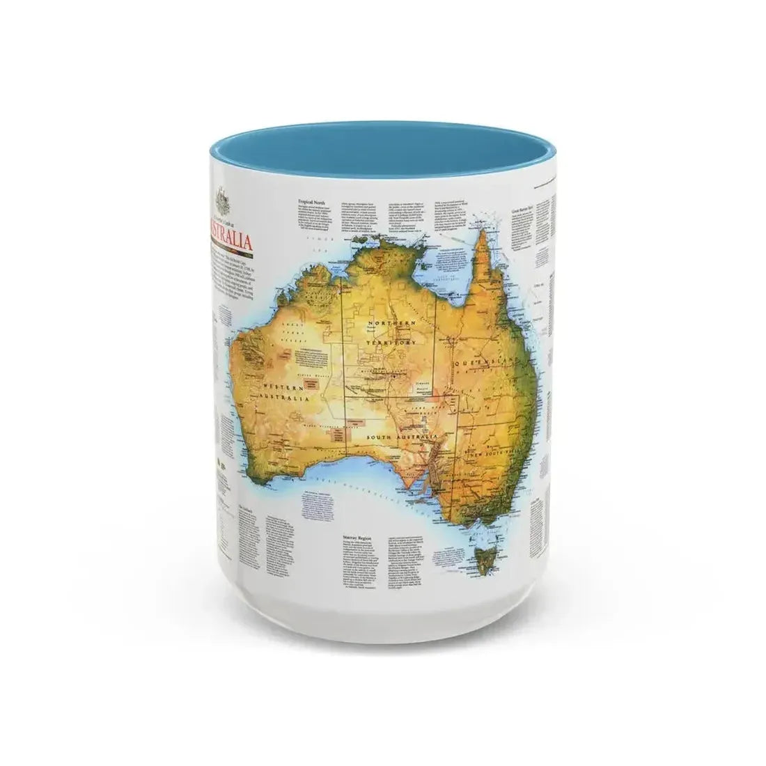 Australia - A Traveller's Look (1988) (Map) Accent Coffee Mug 15oz Light Blue - Go Mug Yourself