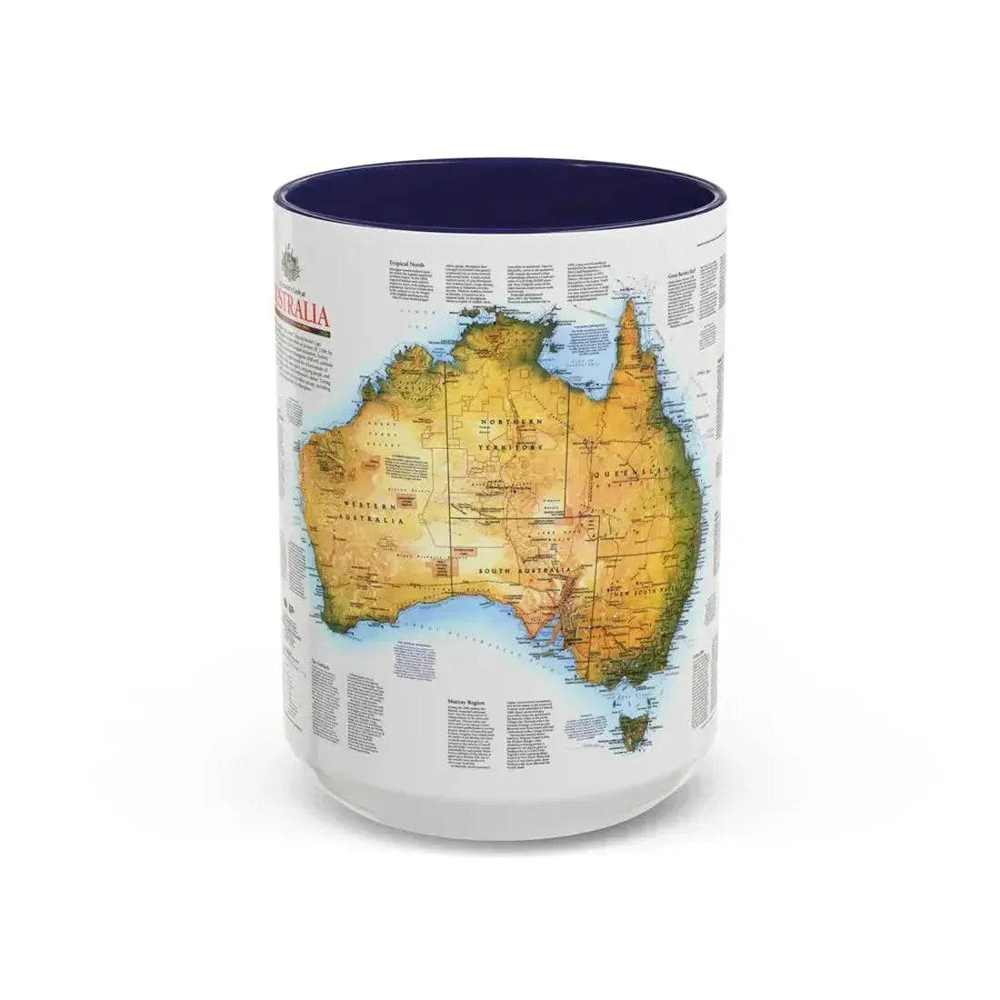 Australia - A Traveller's Look (1988) (Map) Accent Coffee Mug 15oz Navy - Go Mug Yourself