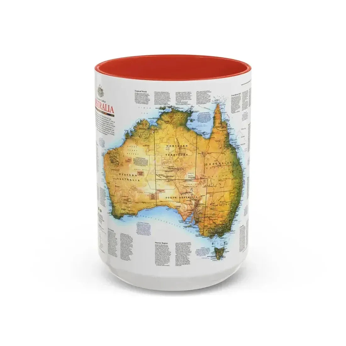 Australia - A Traveller's Look (1988) (Map) Accent Coffee Mug 15oz Red - Go Mug Yourself