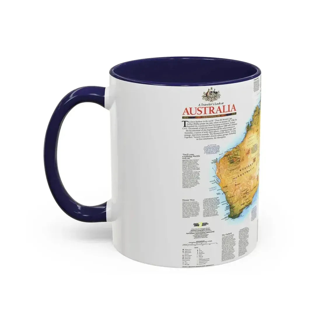 Australia - A Traveller's Look (1988) (Map) Accent Coffee Mug - Go Mug Yourself