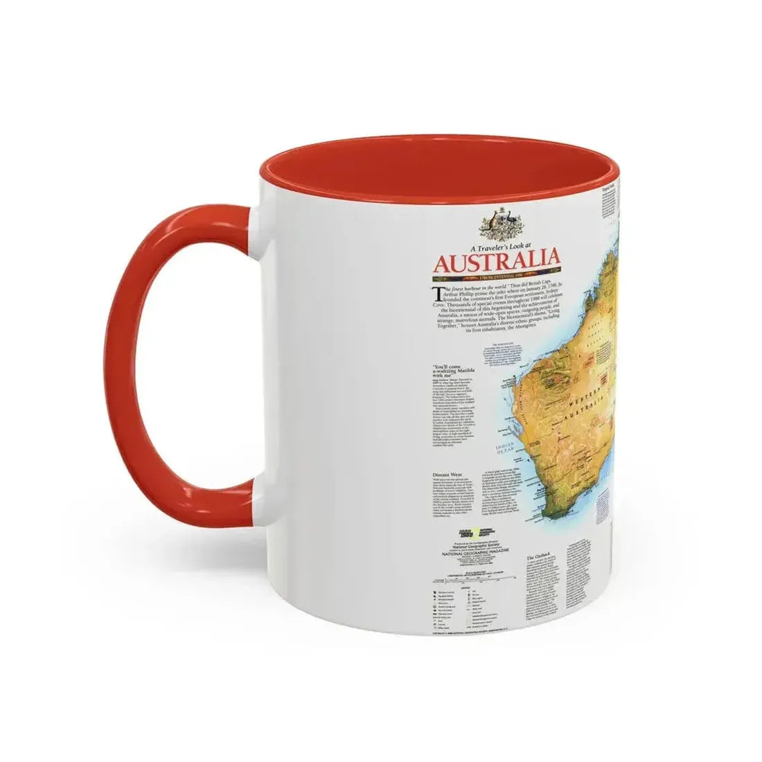 Australia - A Traveller's Look (1988) (Map) Accent Coffee Mug - Go Mug Yourself