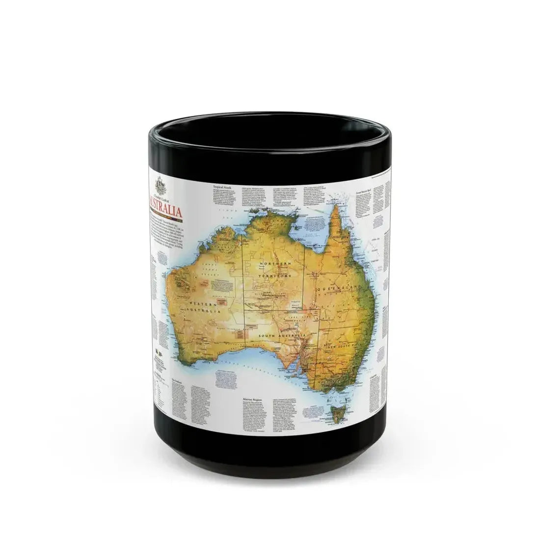 Australia - A Traveller's Look (1988) (Map) Black Coffee Mug 15oz - Go Mug Yourself