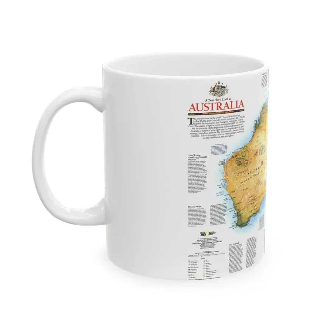 Australia - A Traveller's Look (1988) (Map) White Coffee Mug - Go Mug Yourself