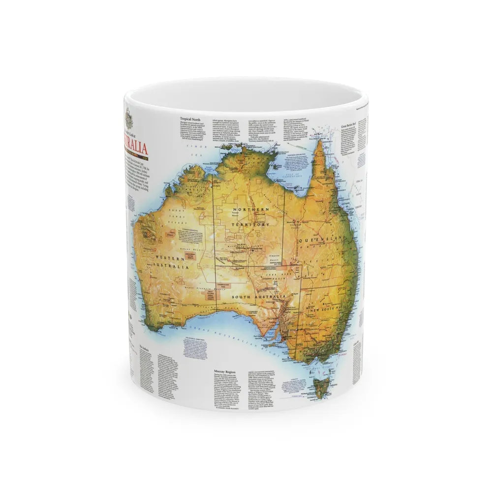 Australia - A Traveller's Look (1988) (Map) White Coffee Mug-11oz-Go Mug Yourself