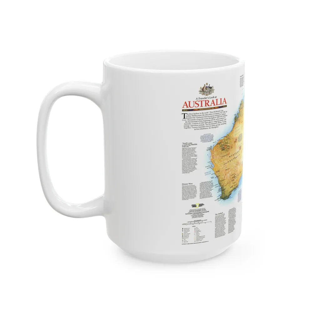 Australia - A Traveller's Look (1988) (Map) White Coffee Mug-Go Mug Yourself