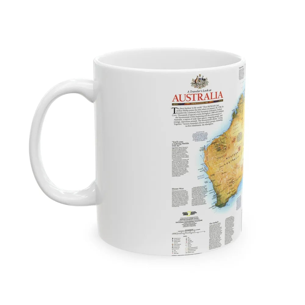 Australia - A Traveller's Look (1988) (Map) White Coffee Mug-Go Mug Yourself