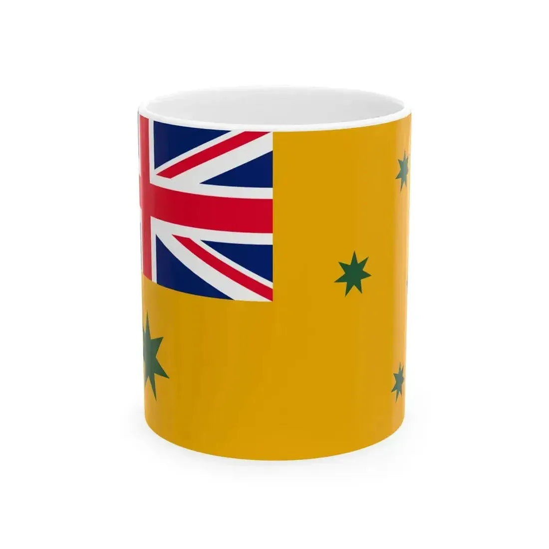 Australia flag green on yellow (Australia) White Coffee Mug 11oz - Go Mug Yourself