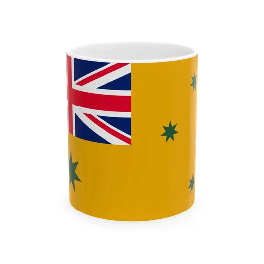 Australia flag green on yellow (Australia) White Coffee Mug 11oz - Go Mug Yourself