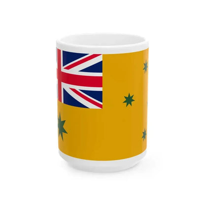 Australia flag green on yellow (Australia) White Coffee Mug 15oz - Go Mug Yourself
