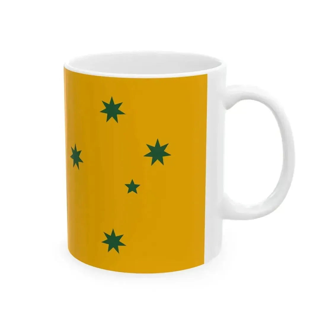 Australia flag green on yellow (Australia) White Coffee Mug - Go Mug Yourself