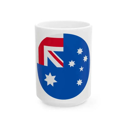 Australia flag icon round (Australia) White Coffee Mug 15oz - Go Mug Yourself