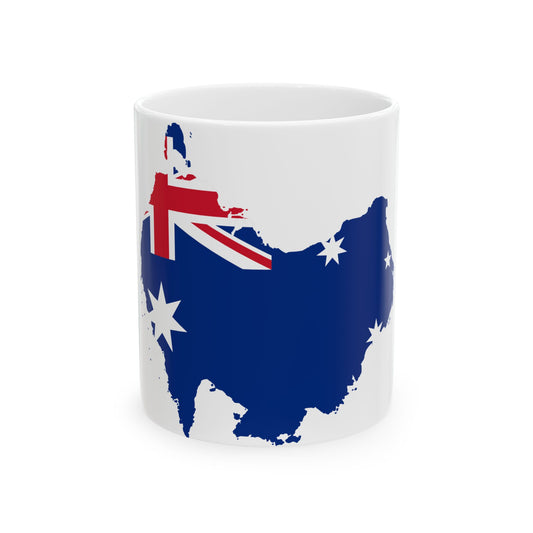 Australia flag-map South at top (Australia) White Coffee Mug-11oz-Go Mug Yourself