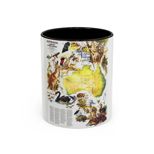 Australia- Land of Living Fossils (1979) (Map) Accent Coffee Mug 11oz Black - Go Mug Yourself