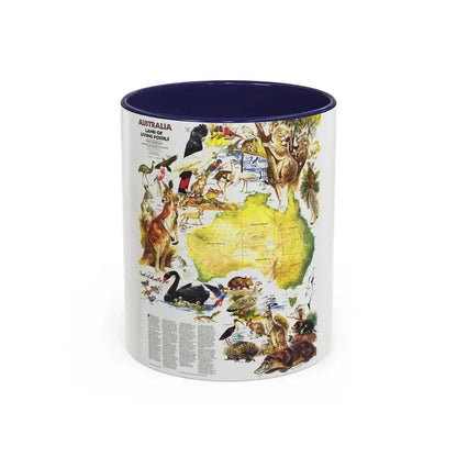 Australia- Land of Living Fossils (1979) (Map) Accent Coffee Mug 11oz Navy - Go Mug Yourself