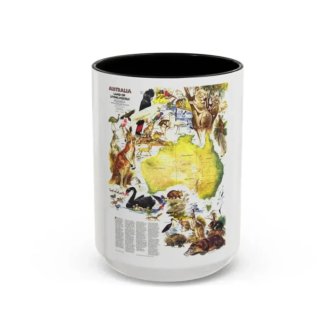 Australia- Land of Living Fossils (1979) (Map) Accent Coffee Mug 15oz Black - Go Mug Yourself