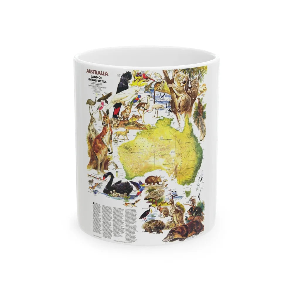 Australia- Land of Living Fossils (1979) (Map) White Coffee Mug-11oz-Go Mug Yourself