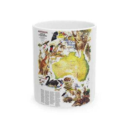 Australia- Land of Living Fossils (1979) (Map) White Coffee Mug-11oz-Go Mug Yourself