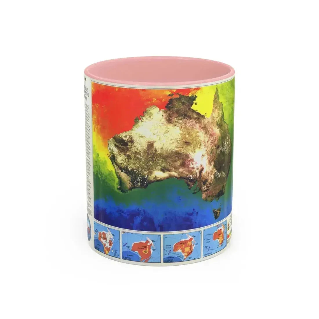 Australia's Continental Odyssey (1988) (Map) Accent Coffee Mug 11oz Pink - Go Mug Yourself