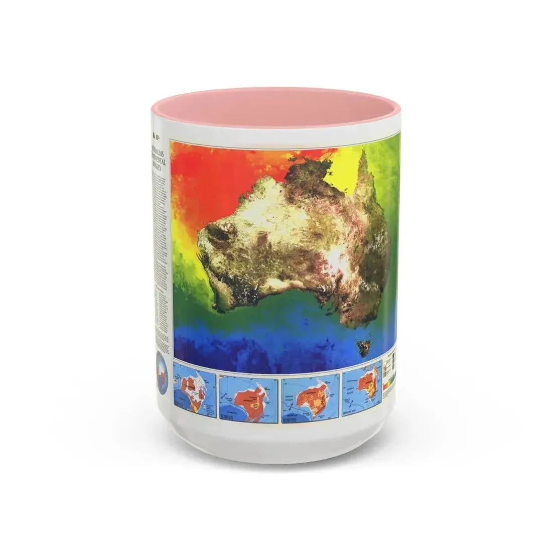 Australia's Continental Odyssey (1988) (Map) Accent Coffee Mug 15oz Pink - Go Mug Yourself
