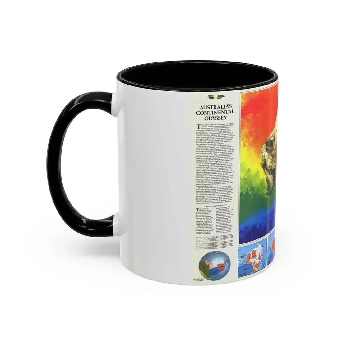 Australia's Continental Odyssey (1988) (Map) Accent Coffee Mug - Go Mug Yourself